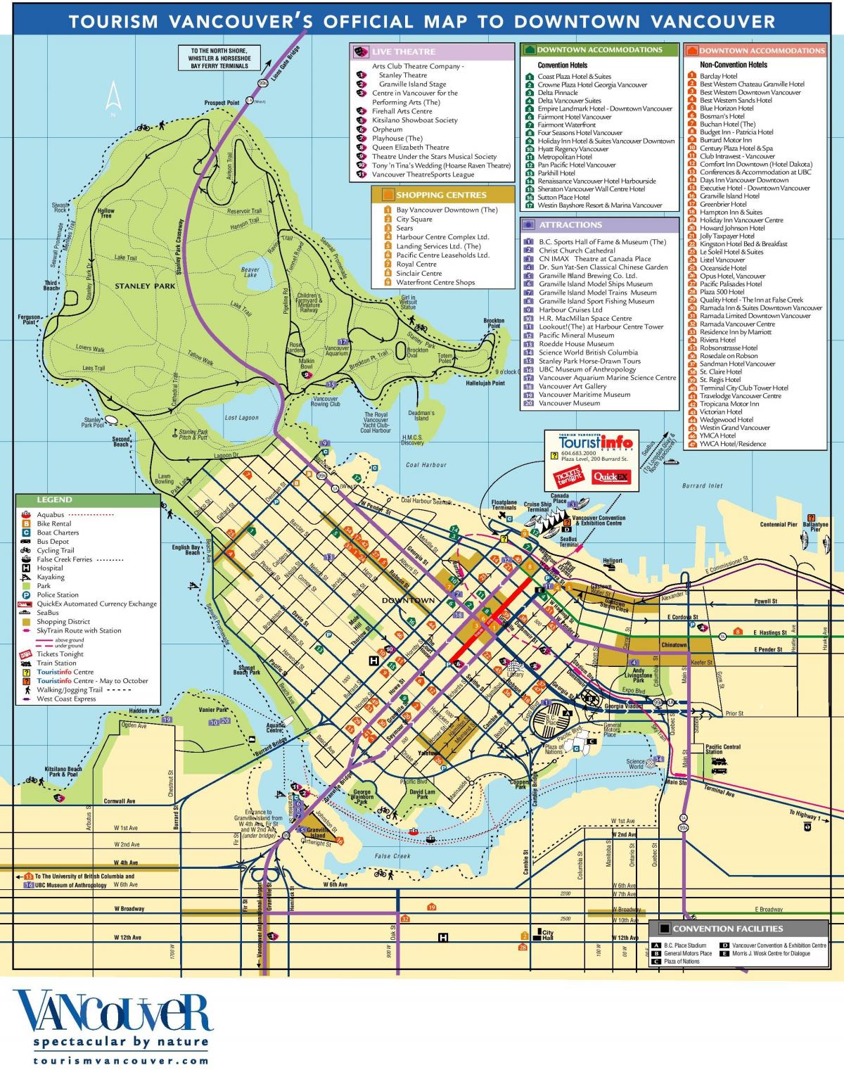 downtown vancouver žemėlapių su lankytinų vietų