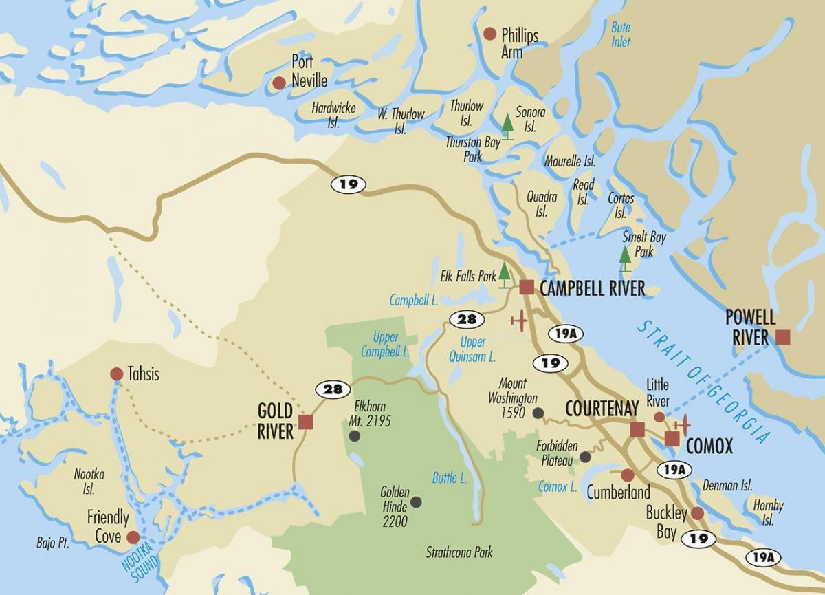 campbell river vankuverio salos žemėlapis