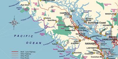 Žemėlapis vankuverio salos stovyklavietės 