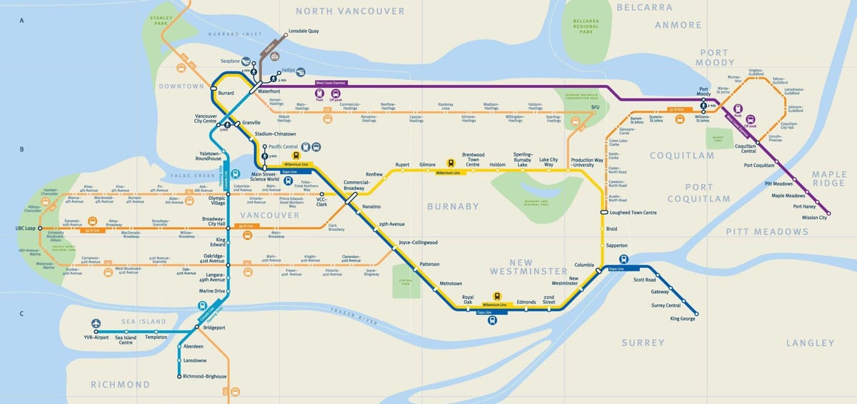 van skytrain žemėlapyje
