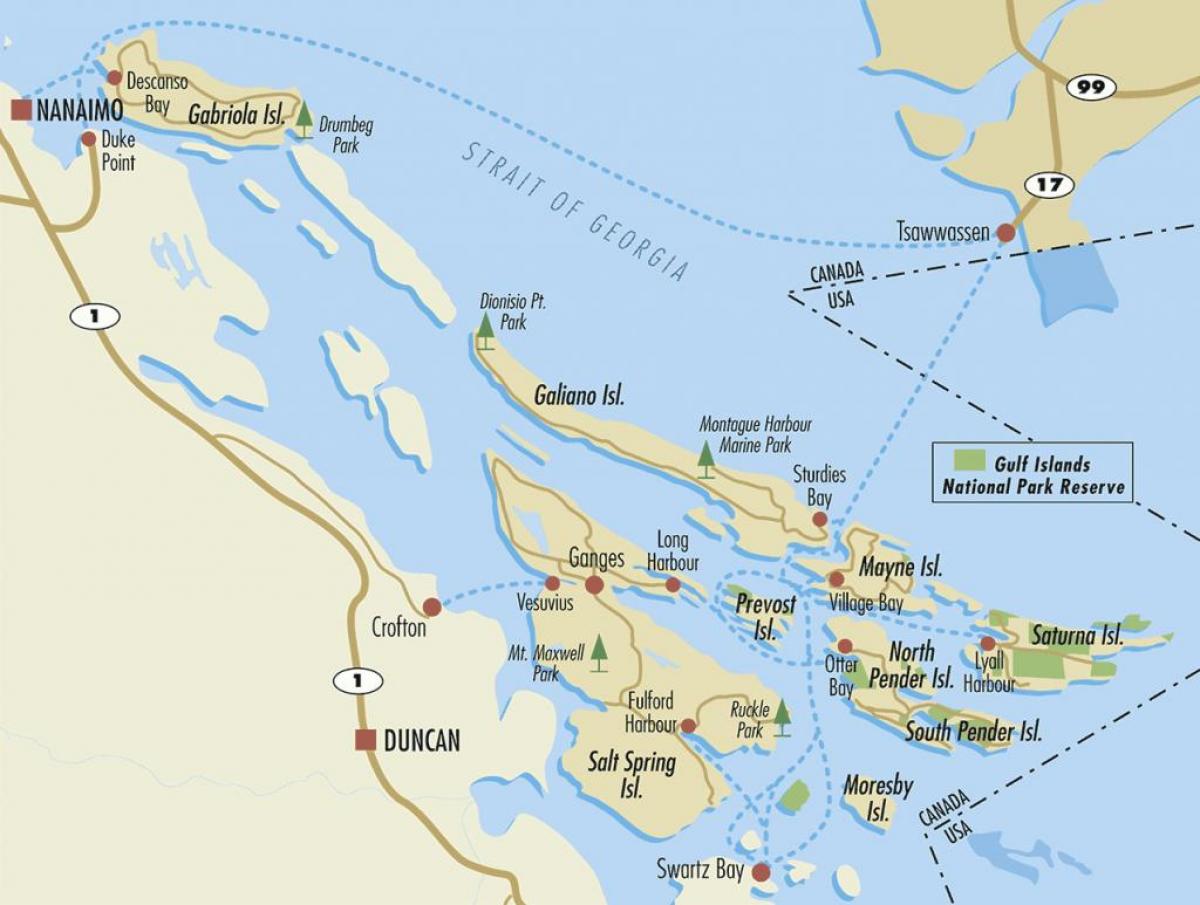kanados įlankos salų žemėlapyje