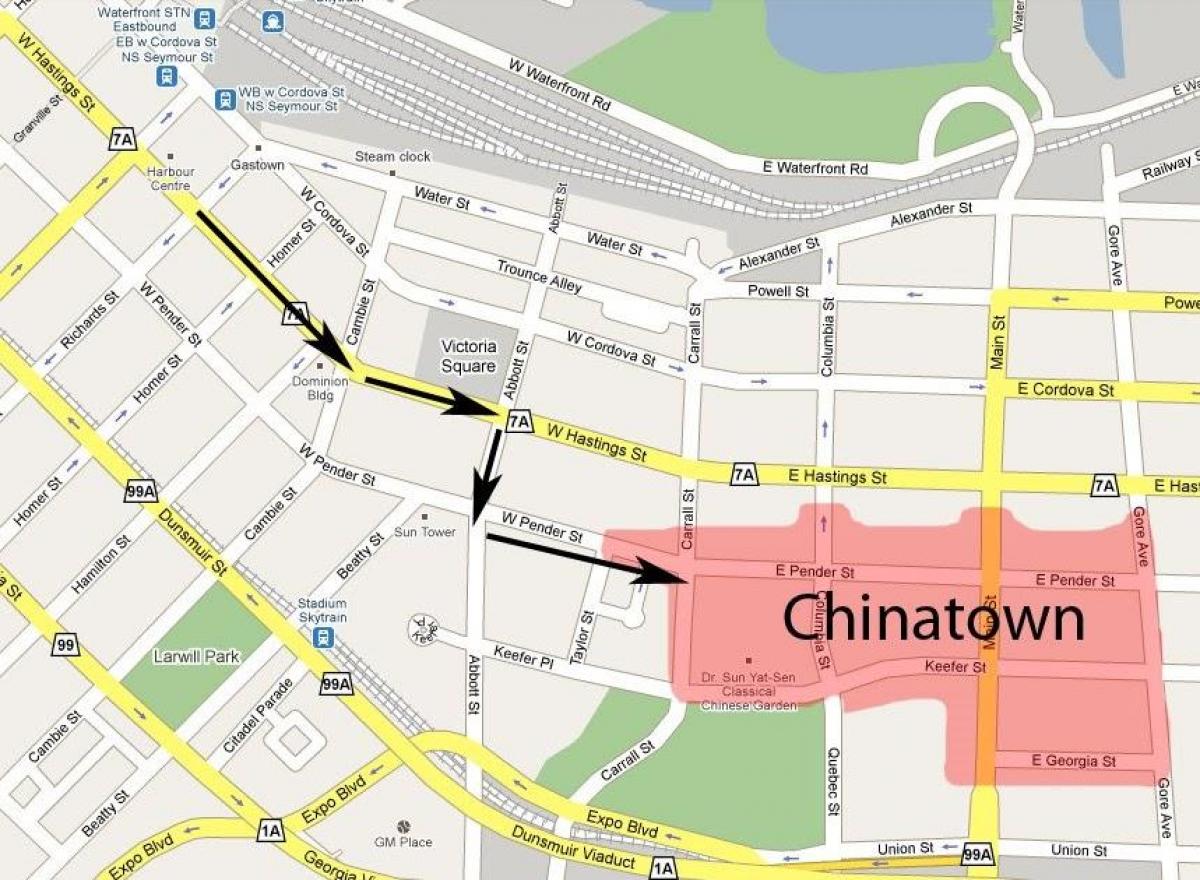 Žemėlapis chinatown vankuveris