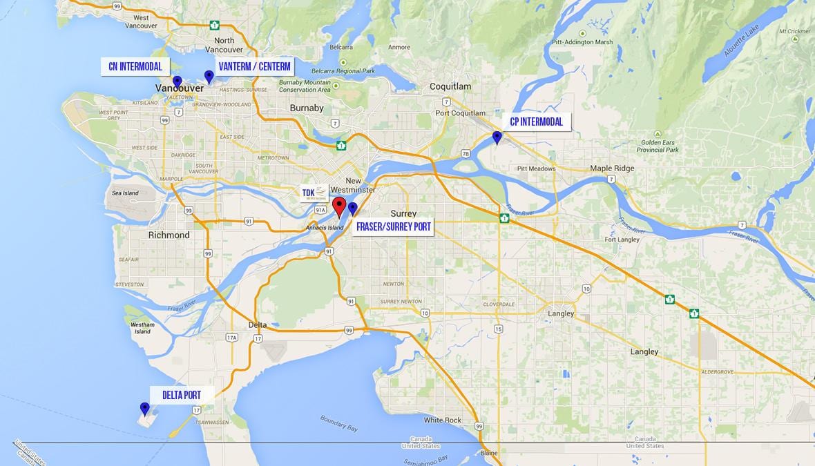 Žemėlapis delta vancouver
