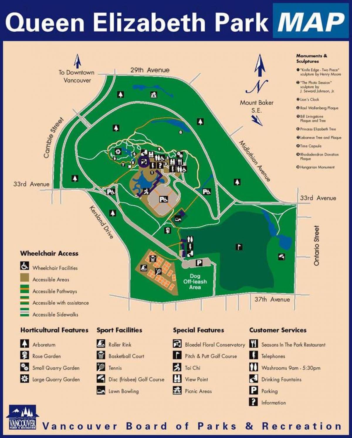 Žemėlapis karalienės elžbietos parkas vankuveris