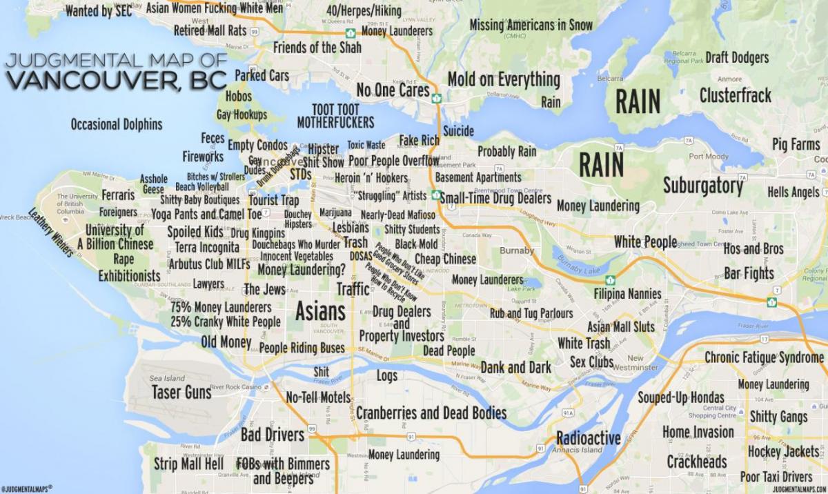 vertinimais žemėlapis iš vancouver bc