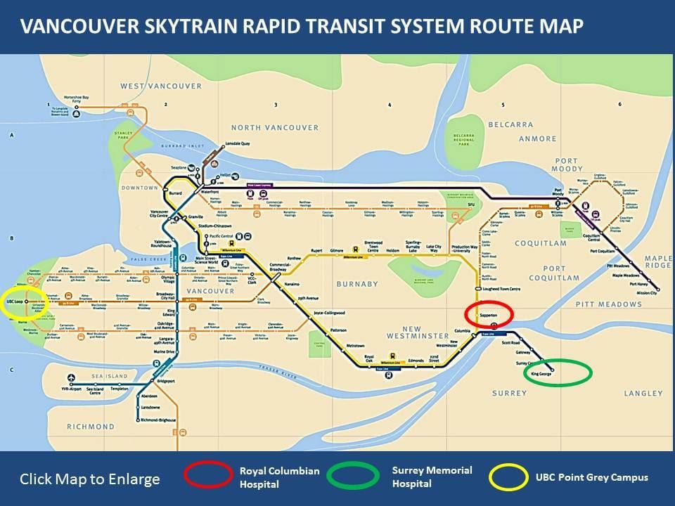 Žemėlapis skytrain maple ridge į vankuveris