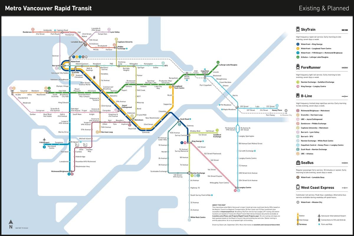 translink kanada linija žemėlapyje