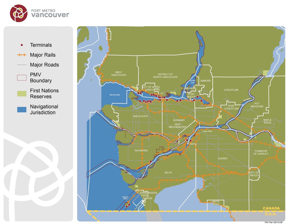 Žemėlapis uosto metro vancouver