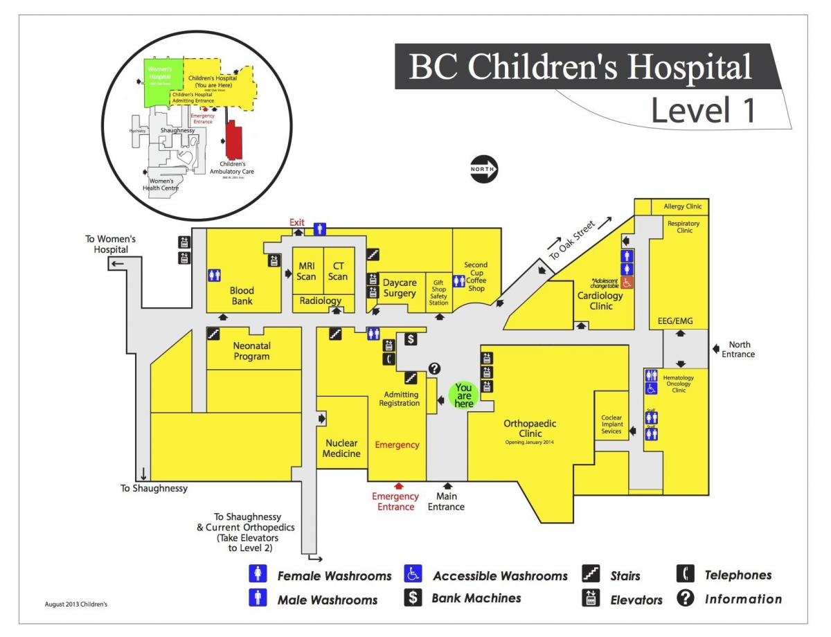 Žemėlapis vaikų ligoninės vankuveris