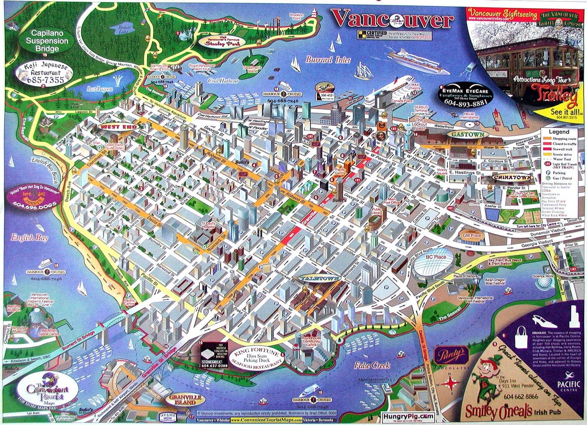 žemėlapis iš vancouver bc canada