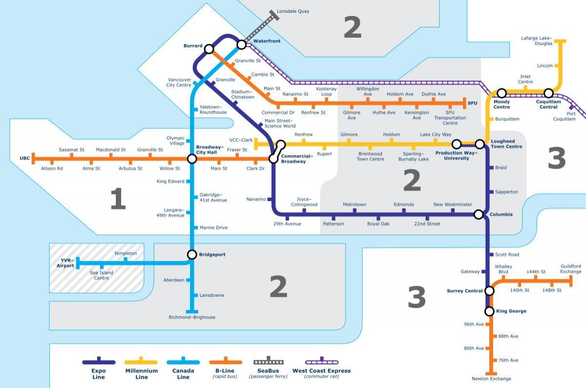 vancouver bc viešojo transporto žemėlapis