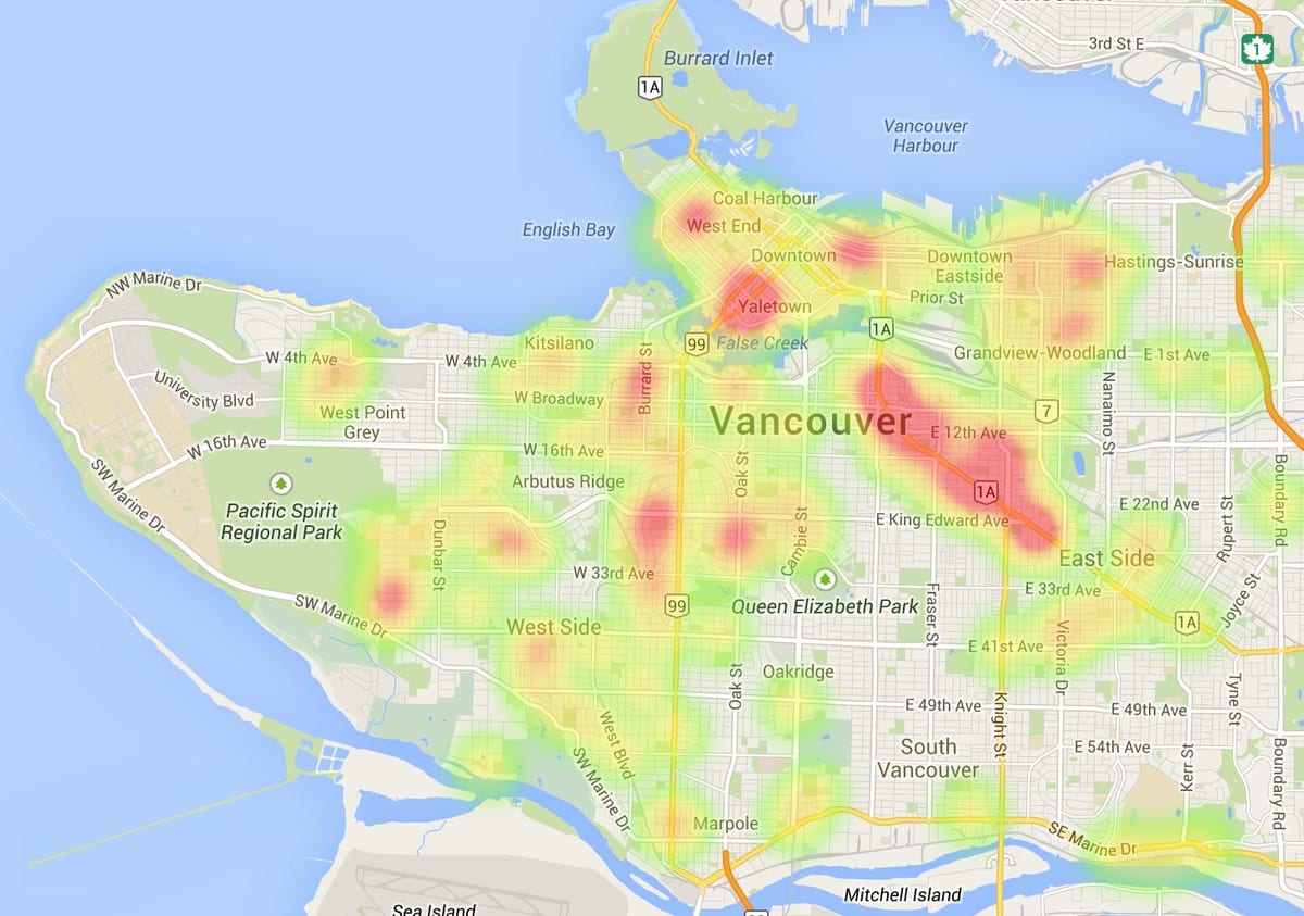 miesto žemėlapis iš vancouver bc