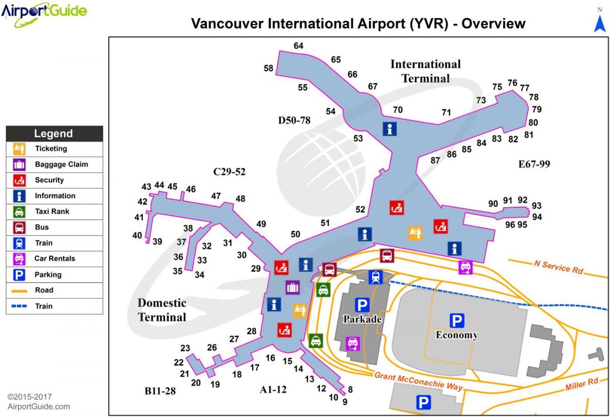 vancouver bc oro uosto žemėlapis
