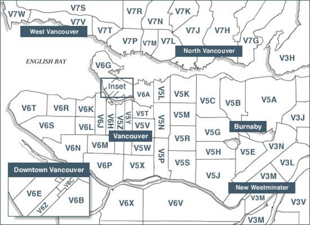 vankuverio salos pašto kodų žemėlapis