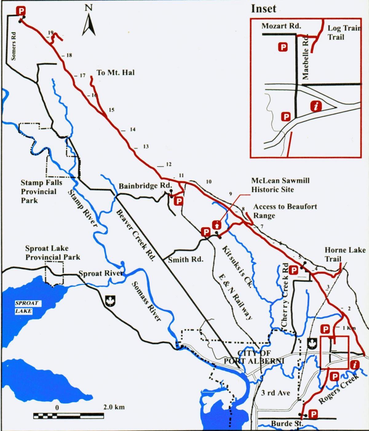 Žemėlapis vankuverio salos geležinkelio