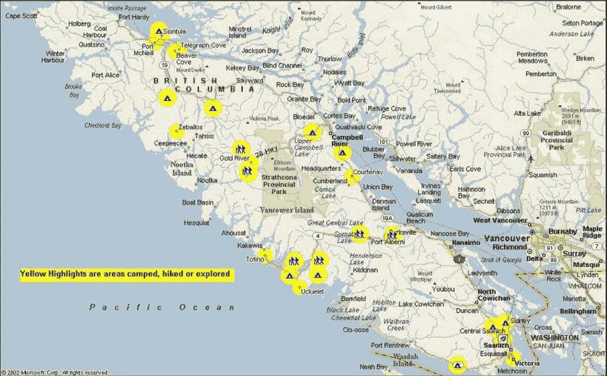 kelių žemėlapis vankuverio salos bc