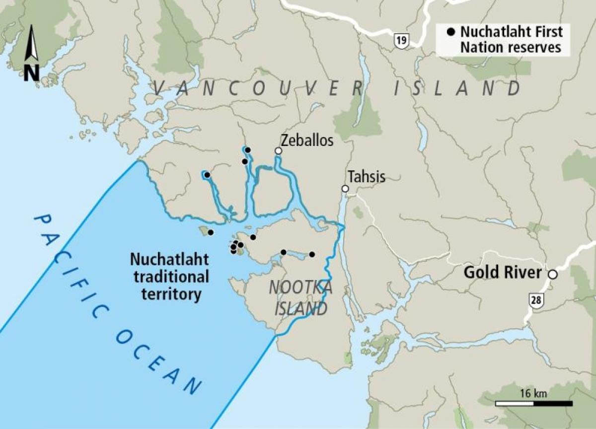 Žemėlapis vankuverio salos pirmą tautų