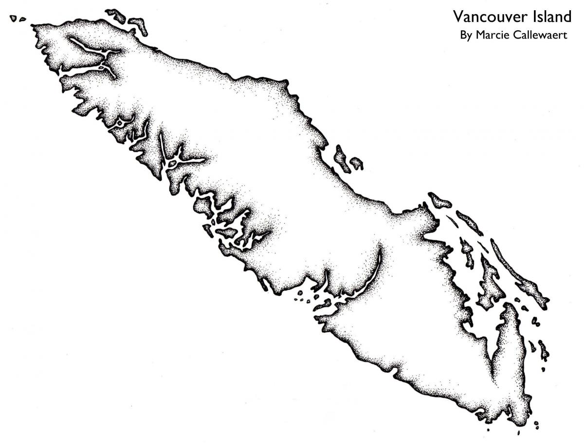 Žemėlapis vankuverio salos kontūro