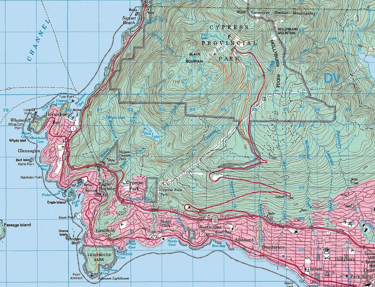 Žemėlapis vankuveris topografinis