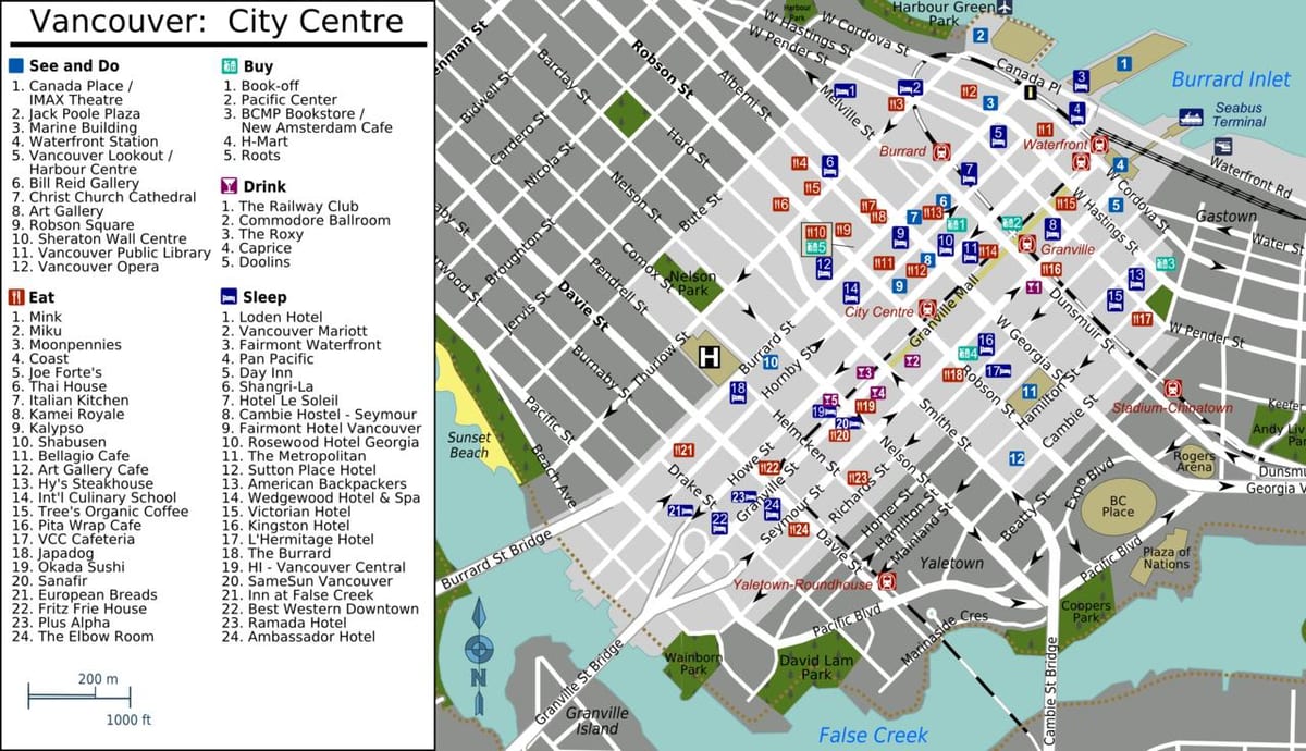 yaletown vankuveris žemėlapyje