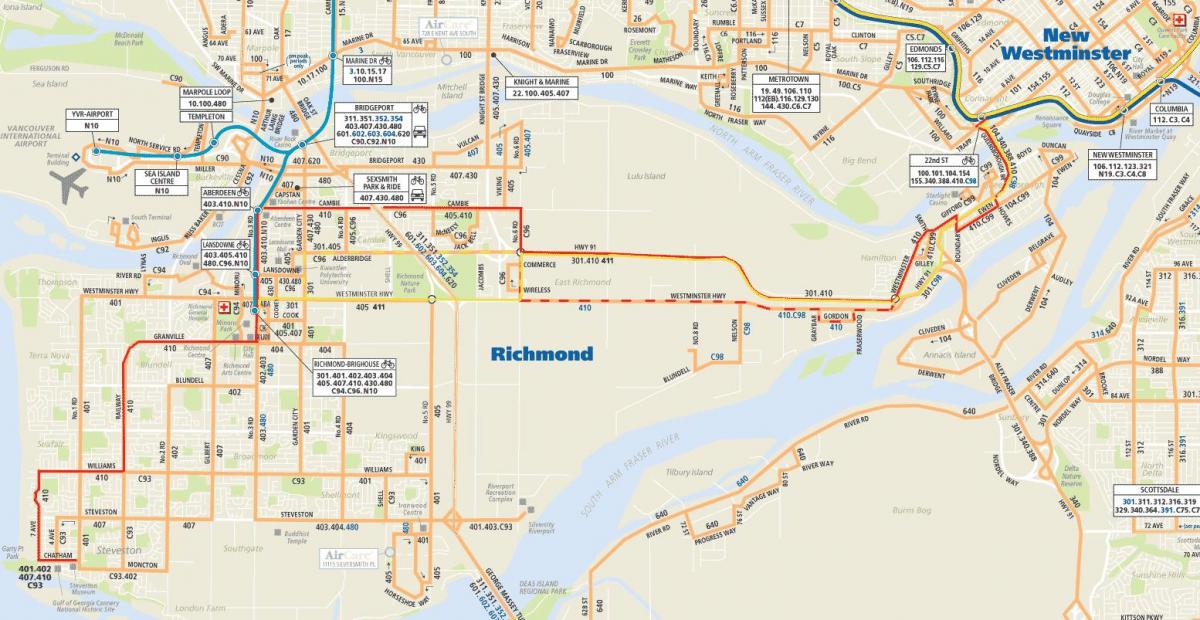 Žemėlapis šiaurės vankuveris autobusų