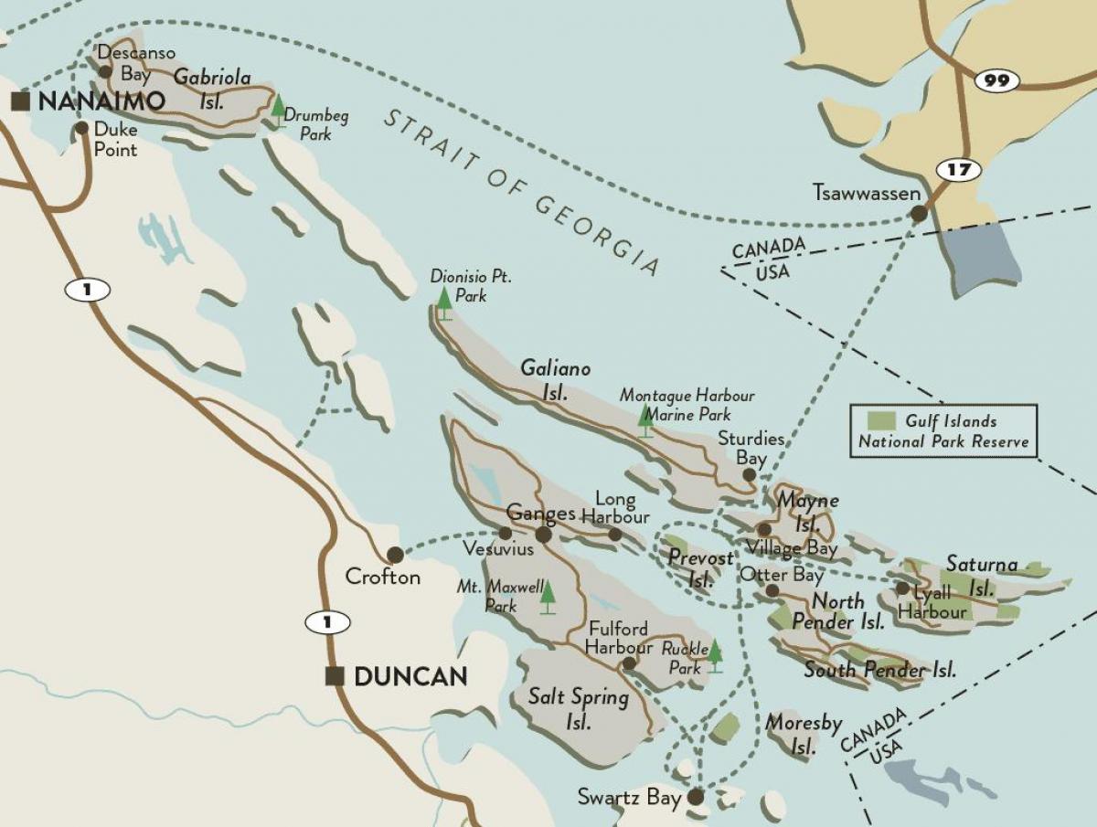 žemėlapis vankuverio salos ir persijos įlankos salų