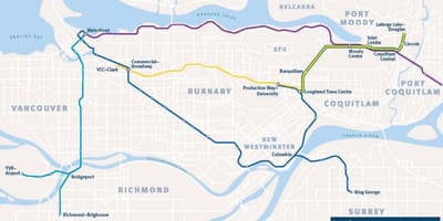 Žemėlapis burnaby skytrain