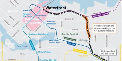 Žemėlapis, ant jūros kranto stotis, vancouver