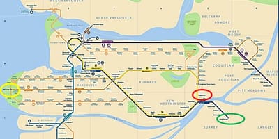 Žemėlapis skytrain maple ridge į vankuveris