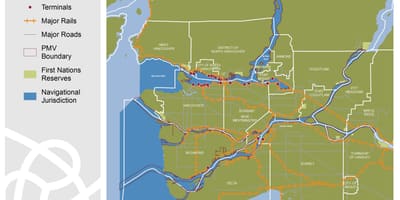Žemėlapis uosto metro vancouver