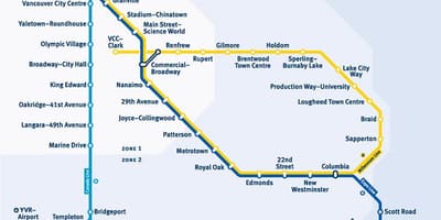 Žemėlapis iš vancouver bc traukinių stotis