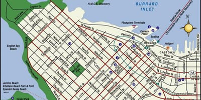 Žemėlapis vancouver miesto centro