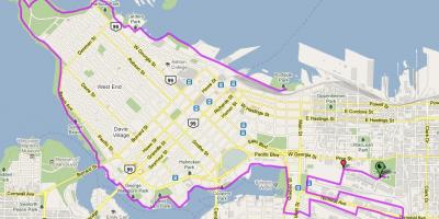 Miesto vankuveris dviračių žemėlapis