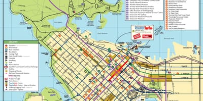 Downtown vancouver žemėlapių su lankytinų vietų