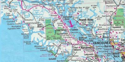 Žemėlapis vankuverio salos ežerų