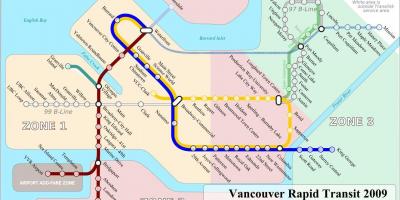 Vankuverio rapid transit žemėlapyje