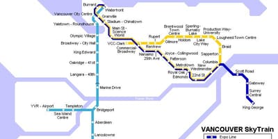 Žemėlapis yvr skytrain