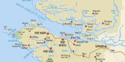 Žemėlapis šiaurės vankuverio salos